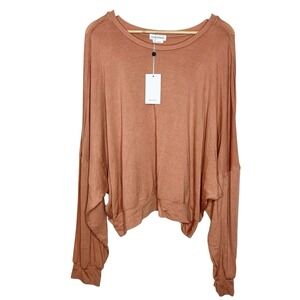 Lovers And Friends Slouchy Knit Top Tan Womens Size XL Oversized Long Sleeve